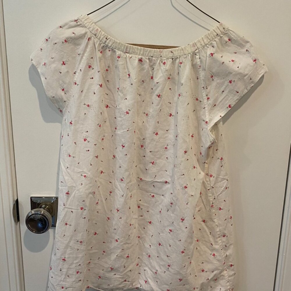 Bonpoint night shirt, cream with pink floral pattern size small - Picture 3 of 3